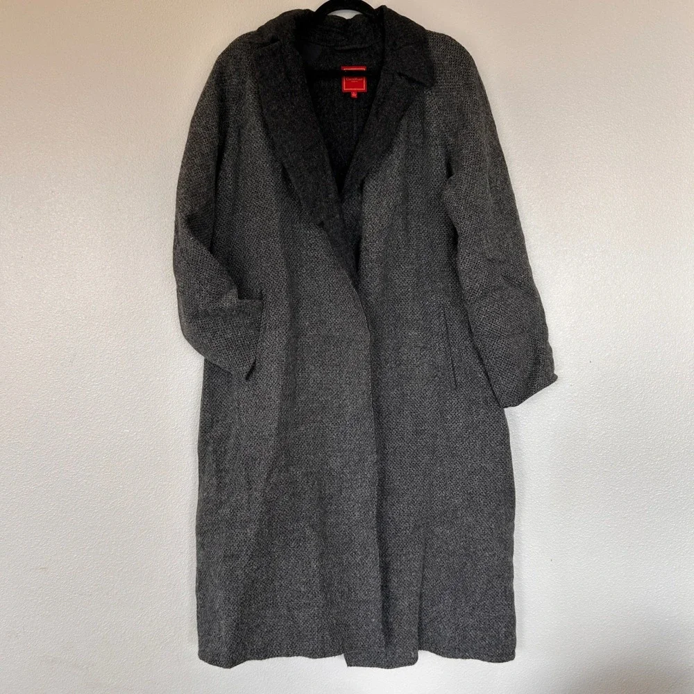 Vintage Cole‎ Haan Country Alpaca Wool Blend Long Coat Charcoal Duster Women's L